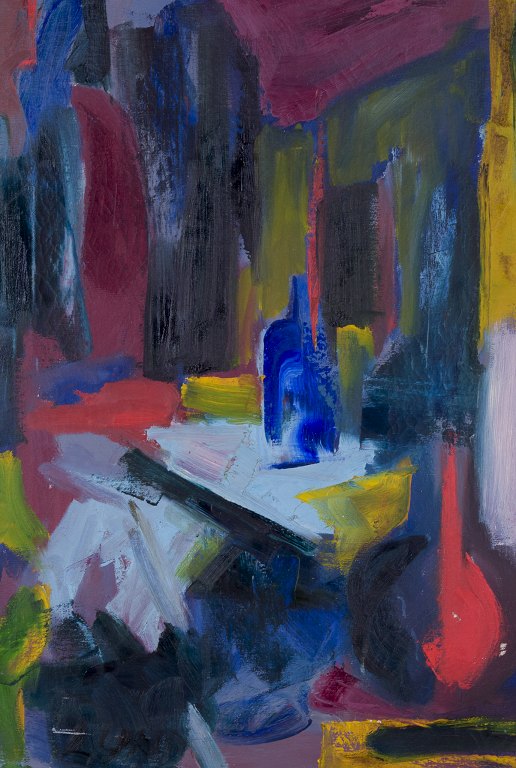 Ubekendt skandinavisk maler.
Olie på lærred.
Abstrakt komposition.