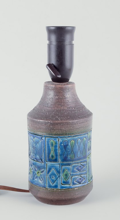 Aldo Londi for Bitossi.Lille bordlampe af glaseret keramik.