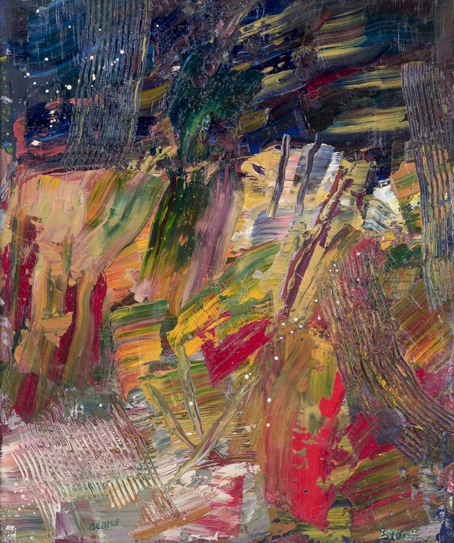 Lars Bertle, Svensk kunstmaler.
Olie på plade.
Abstrakt komposition.
