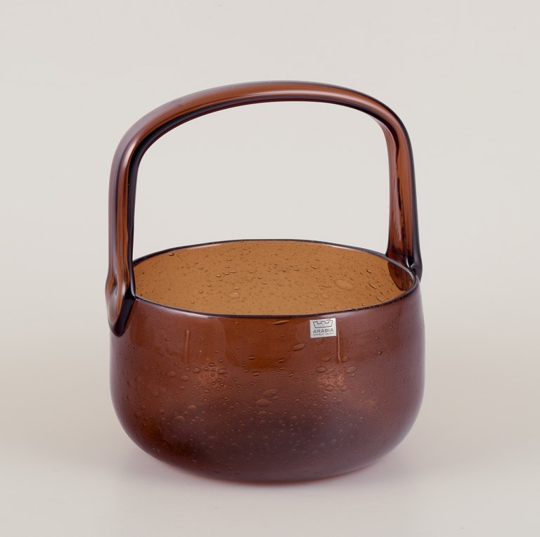 Kaj Franck for Nuutajärvi Notsjö, Arabia.”Sargasso" skål med hank. Kunstglas.