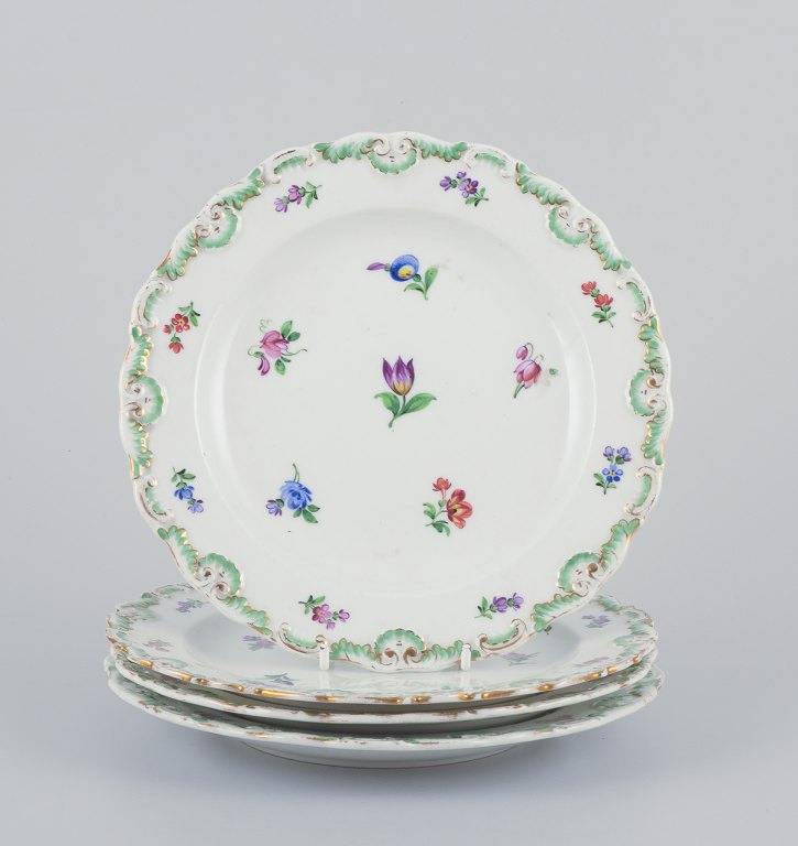 Meissen, Germany. A set of four antique porcelain plates.