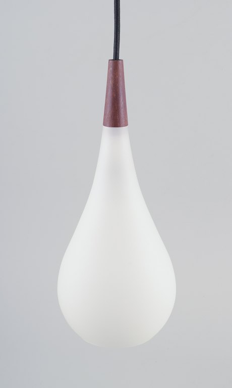 Louis Poulsen pendant in opal glass and precious wood.