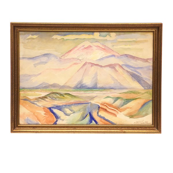 William Scharff, 1886-1959, water color. Greek Mountains signed and dated 1927. 
Visible size: 34x48cm. With frame: 40x55cm