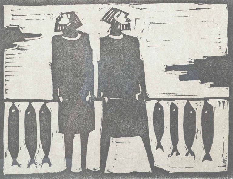 Åke Holm, Sverige.
Træsnit, Apostlene Peter og Andreas, 1970’erne.