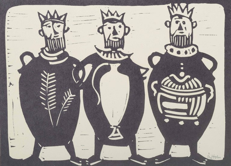 Træsnit, Åke Holm, Sverige, ca. 1950’erne.
