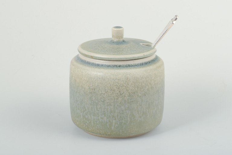 Stoneware Jam Jar with Silver Spoon, Palshus, Denmark, c. 1960s.