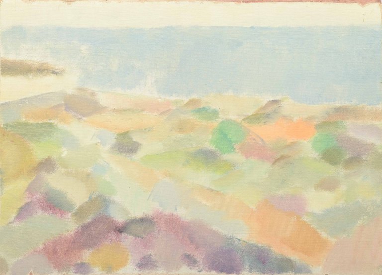 Skandinavisk kunstner
Landskabskomposition.
Olie på plade.