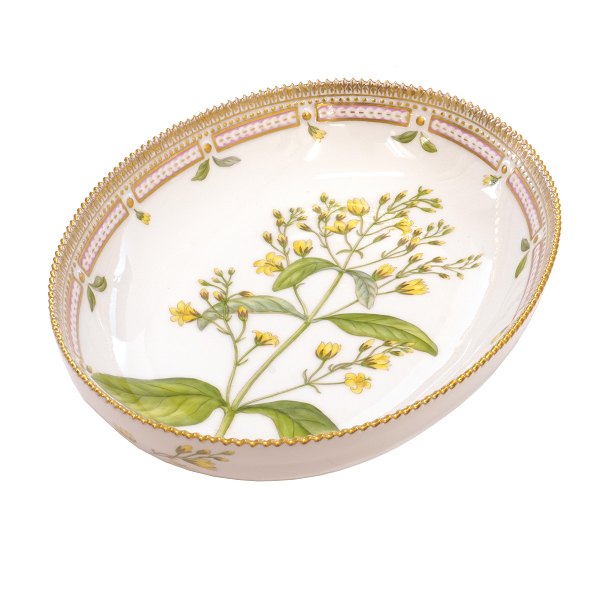 Royal Copenhagen Flora Danica oval dish #3507. "Lysimachia vulgaris L." Year 
1974-78. H: 5,8cm. L: 27,5cm
