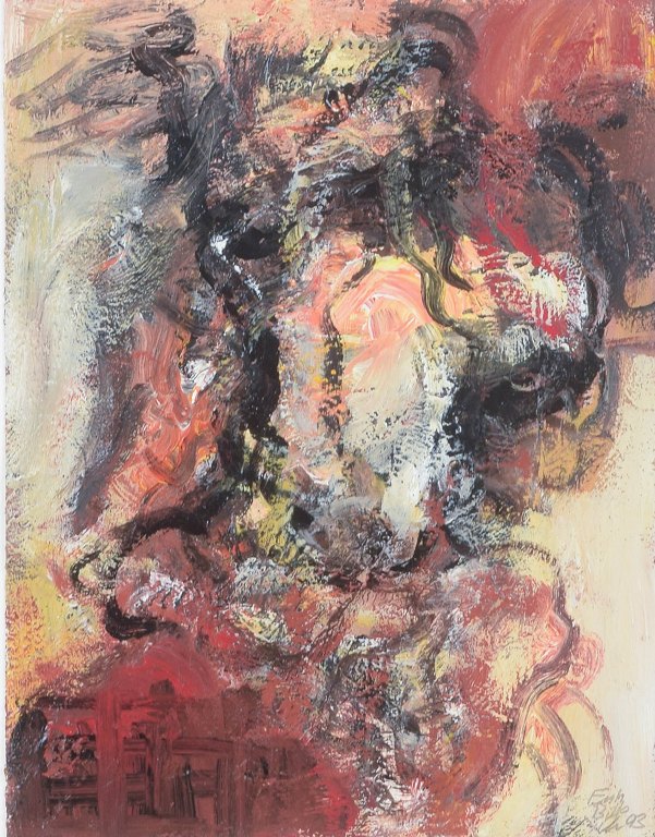 Erik Bille Christiansen (1954–2017)
Oil on canvas mounted behind glass.
1993.