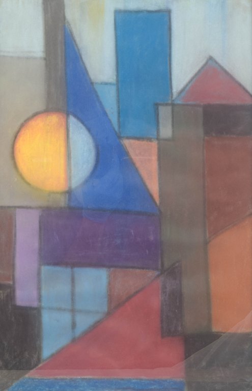 Skandinavisk kunstner
Konkret opstilling.
Kridt på plade, bag glas.