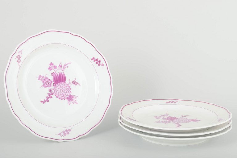Meissen, Tyskland
4 frokosttallerkener, 1930’erne.