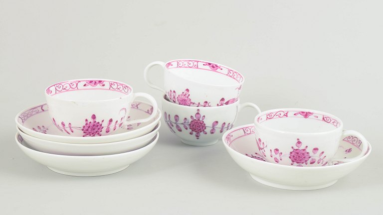Meissen, set of 4 small coffee cups with matching saucers.