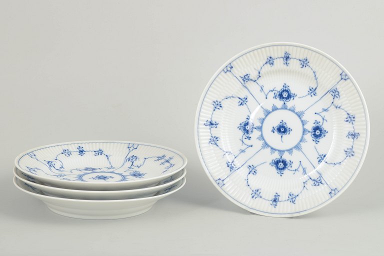 Royal Copenhagen Blue Fluted Plain set of four lunch/salad plates.
