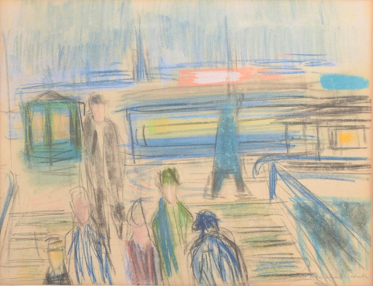 Brita af Klercker, crayon on paper, listed Swedish visual artist.