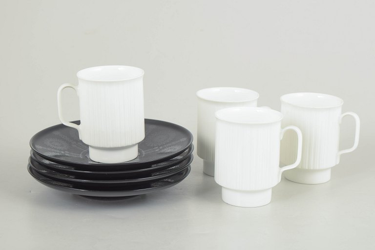 Tapio Wirkkala for Rosenthal, set of four demitasse espresso cups with matching saucers.