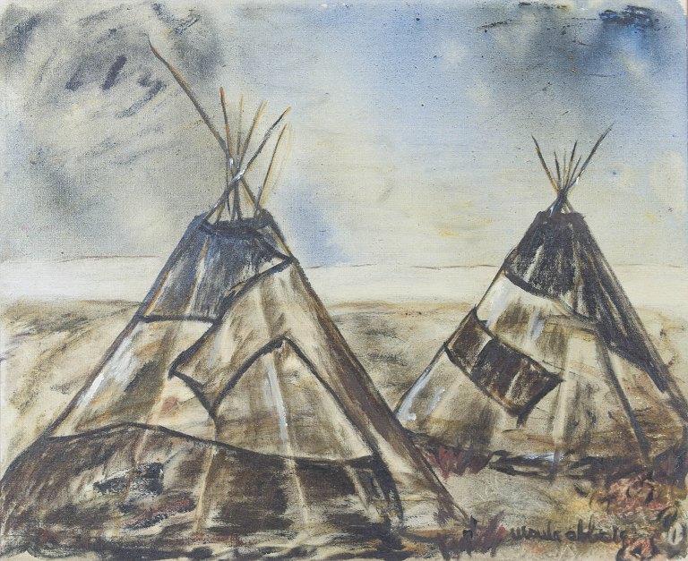 Ursula Ekberg, oil on canvas, listed Swedish visual artist.