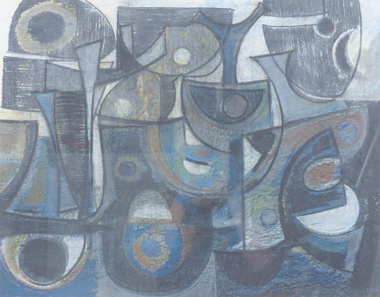 Svend Åge Larsen, farvekridt på papir,  dansk billedkunstner.