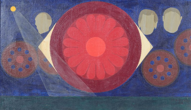 L.O. Kristoffersson, oliemaleri på lærred, listet svensk kunstner.