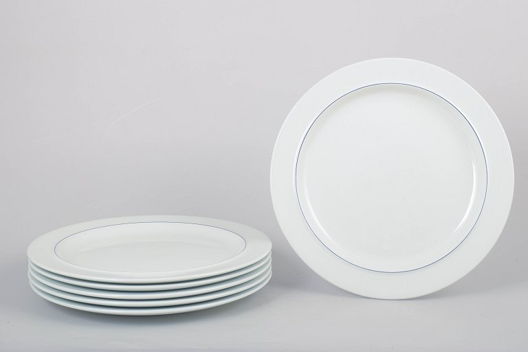 Grethe Meyer for Royal Copenhagen, sæt af seks Blå Kant middagstallerkener.
