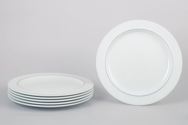 Grethe Meyer for Royal Copenhagen, set of six Blue Line dinner plates.