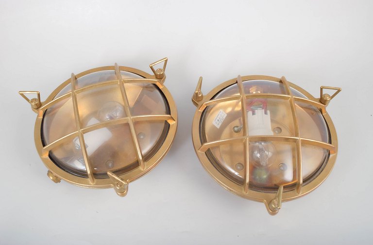 Foresti & Suardi, set of two nautical wall lights.