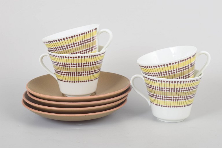 Rörstrand "Mandarin", set of four teacups with saucers.