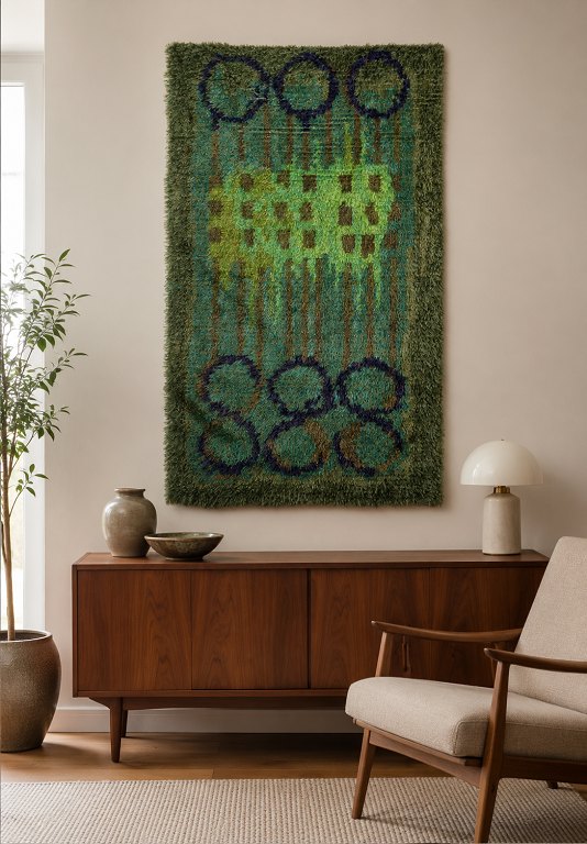 Swedish handwoven rya carpet.