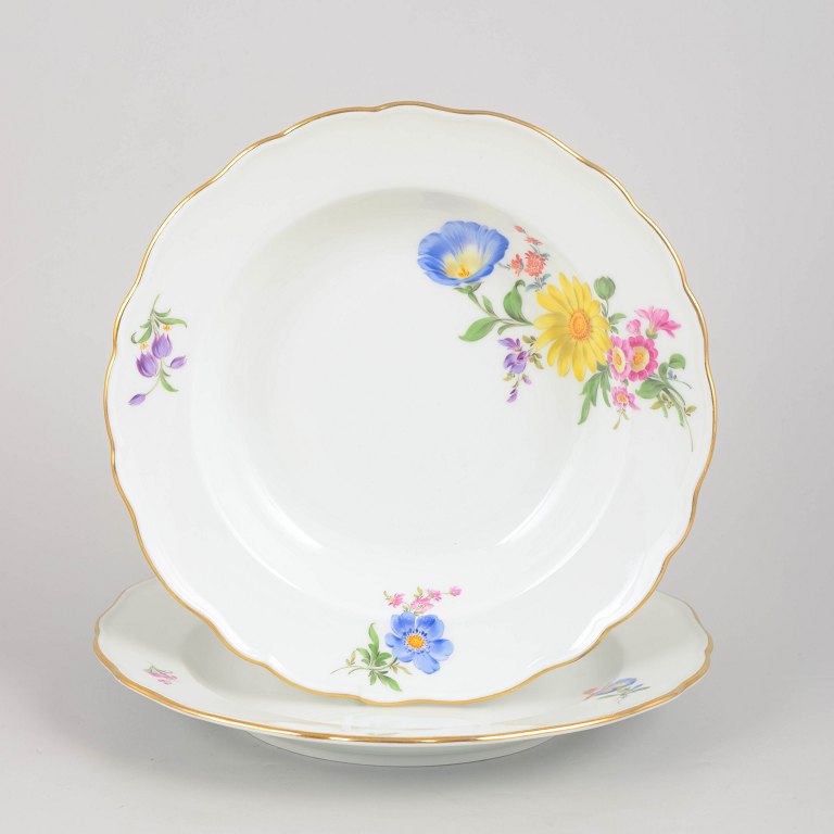Meissen, middagstallerken og dyb tallerken.