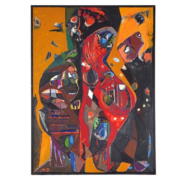 Mogens Balle maleri. Mogens Balle, 1921-88, olie på lærred. "Maleri" fra 1953. Signeret "M.B.". Mål: 100x72cm
